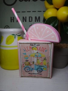 Farmhouse Style Home Décor, Tiered Tray Chunky wood Block Pink Lemonade sign - Picture 1 of 8
