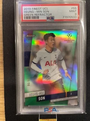 2019-20 Topps Finest UCL Green Refractor /99 Heung-Min Son #55 PSA 9 - Image 1 of 2