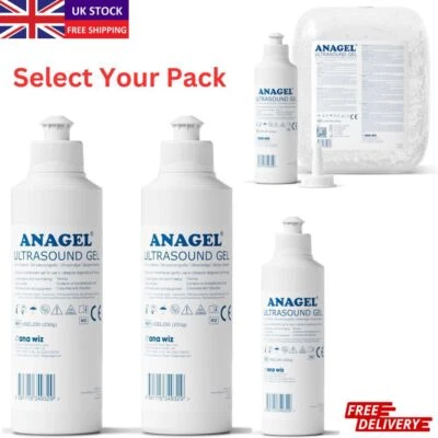 Anagel Ultrasound Transmission Gel Fetal Doppler Colourless 250ml, 1-5 Litre UK