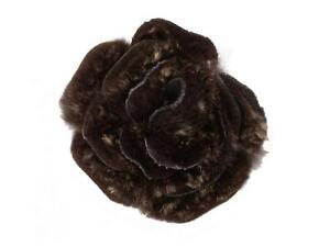 Brown Chanel Rabbit Fur Camellia Lapel Pin