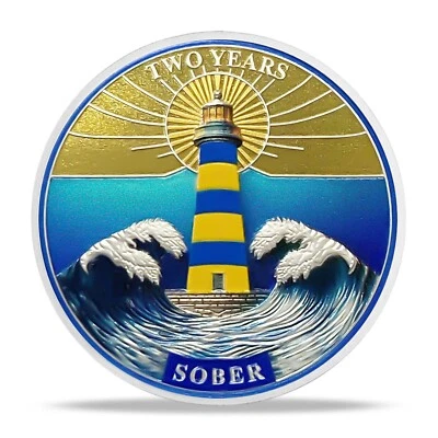 2 Year AA Sobriety Coin Alcoholics Anonymous Chips Token Two Years Sober Gifts - Image 1 of 4