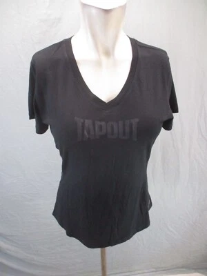 Camiseta ajustada informal manga corta cuello en V elástica negra talla S para mujer Tapout 733 Foto 1 de 4
