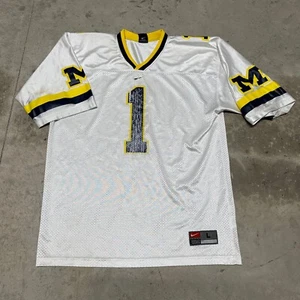 Maglia calcio vintage Nike Team Sports Michigan Wolverines #1 bianca taglia Lg - Foto 1 di 5