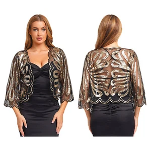 Damen Kleidungs-Zubehör Modisch Bolero Glänzend Schal Feminin Capelet Trendy - Bild 1 von 78