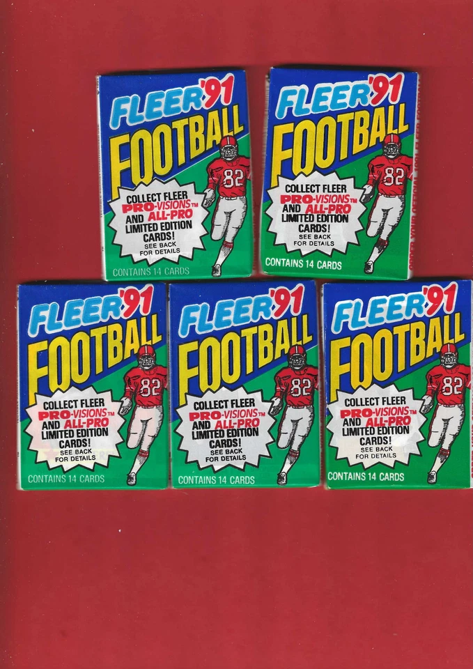 1991 Foot Us Fleer Limited Edition 5 Pack Lot - 14 Card Pack Bag - Image 1 of 1