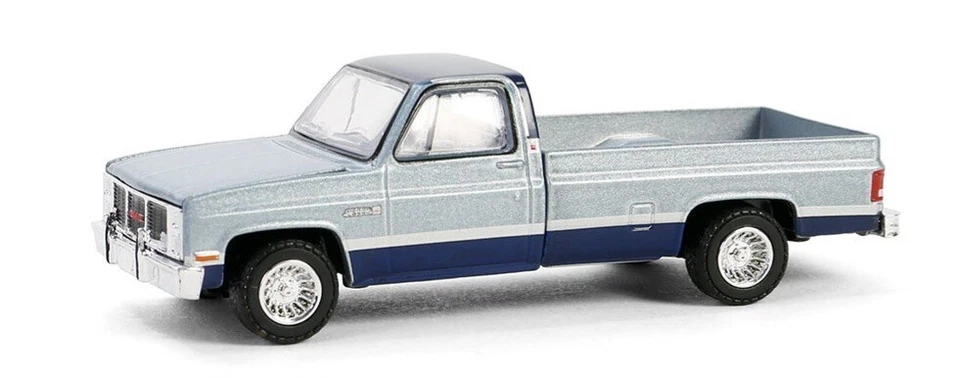 GMC Sierra Classic K2500 1985 plateado y azul Down on the Farm Series 9 1:64 Foto 1 de 1