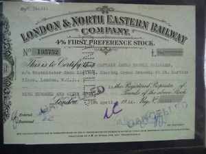 Share stock certificate LONDON & NORTH EASTERN RAILWAY CO 1944 £964 20141 - Picture 1 of 1