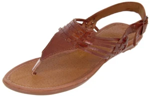 Sandalias mexicanas de cuero real para mujer Huarache correa en T hebilla hechas a mano coñac - Imagen 1 de 6