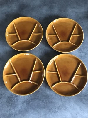 Lot De 4 ASSIETTES Vintage à FONDUE, Ronde En Faïence De CHANTILLY, FRANCE - Photo 1/4