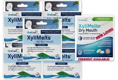 Xylimelts Dry Mouth Discs MILD MINT 40ct (5 pack) 200 tabs! NEW LOOK ^^