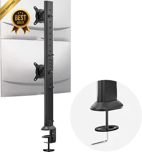 Dual Monitor Desk Mount Arm Stand - Fits 13" to 34" Screens, C-Clamp - Picture 1 of 12