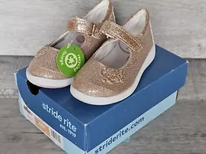 New Stride Rite Sz 6m Girls Holly Toddler Rose Gold Shoes Sparkle Glitter Dressy - Picture 1 of 6