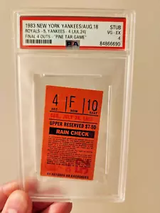 1983 GEORGE BRETT PINE TAR GAME TICKET STUB 7/24/83 PSA 4 Royals Yankees Rare - Picture 1 of 2
