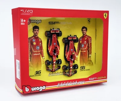 Satz von 2 F1 Ferrari SF-24 C.Leclerc/C.Sainz 2024 - Bburago 1:43