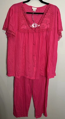 Conjunto de pijama floral de encaje rosa Kelly Reed para mujer talla 24 hecho en EE. UU. vintage Foto 1 de 4