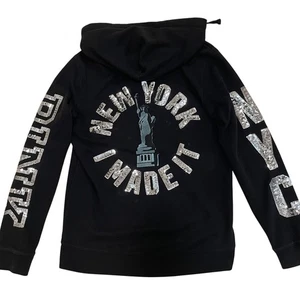 RARE Victoria’s Secret Pink NYC Sequin Zip Hoodie | I Made It, Bling Statement M - Picture 1 of 6