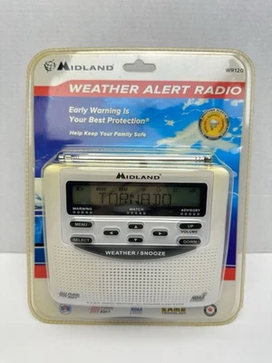 Midland WR-120 Emergency Weather Alert Radio W/ Alarm Clock White New Sealed - Image 1 of 4