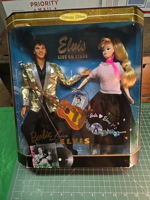 VTG 1996 Barbie Loves Elvis Presley Collector Edition Mattel 2 Piece Set - Image 1 of 4