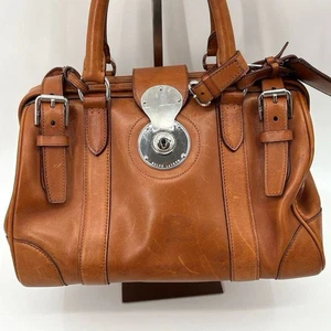 RALPH LAUREN Ricky Leather Handbag Brown Genuine fromJapan - Picture 1 of 20