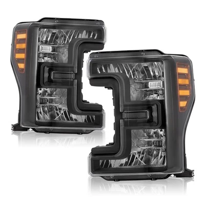 For 2017-2019 Ford F250 F350 SuperDuty Halogen Black Headlights lamps Left+Right - Image 1 of 4