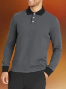 Polo GOODFELLOW & CO Gris/Negro Tejido Manga Larga Talla XL - Imagen 1 de 2