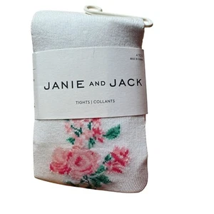 Janie and Jack White Pink Rose Floral Tights Kids' Size 4 to 5 New With Tags! - Picture 1 of 2