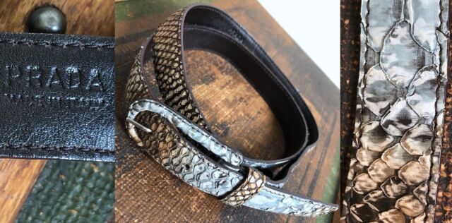 Louis Vuitton Navy Blue Leather and Snakeskin Logo Buckle Belt 80CM Louis  Vuitton