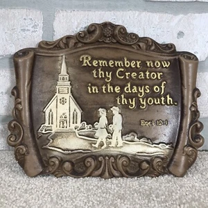 Vintage Ceramic Wall Plaque Religious Decor Eccl 12:1 Remember now thy Creator - Picture 1 of 8