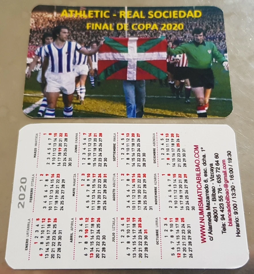 CALENDARIO NUMISMATICA BILBAO FINAL DE COPA FÚTBOL 2020 ATHLETIC REAL SOCIEDAD