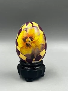 Katherine’s Collection Vintage Checkerboard Decoupage Easter Egg Purple & Gold - Picture 1 of 10