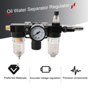 Filtro de compresor de aire de 1/4" separador de agua de aceite herramienta de trampa con medidor regulador - Imagen 1 de 12