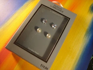 Earring Set EP / CZ Set of 2 Pairs in Box by Brilliance Jewelry  - Picture 1 of 5