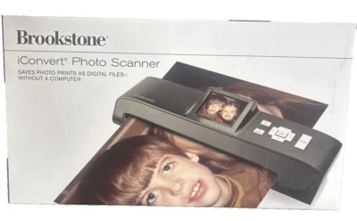 Brookstone iConvert Photo Scanner w/Original Box Save Photos w/out Computer NEW - Image 1 of 4