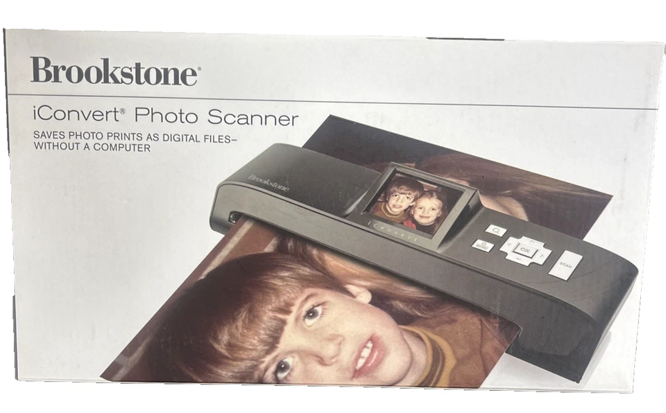 Brookstone iConvert Photo Scanner w/Original Box Save Photos w/out Computer NEW - Image 1 of 4