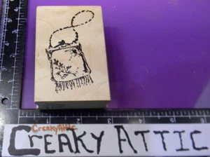 BEADED PURSE VINTAGE DRAWN RUBBER STAMP ART IMPRESSIONS K-2612 CREAKYATTIC - Picture 1 of 2