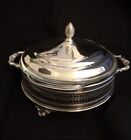 Beautiful Sheffield Sliver Serving Dish With Lid And Glass Insert