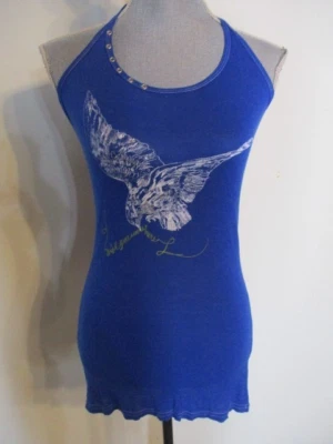 Novo com etiquetas Free People RARO! Túnica regata Grommet Halter Wish You Were Here em Royal S - Imagem 1 de 4