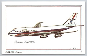 Boeing 747 United Airplane Artist Roy Andersen 1973 Unposted Postcard (H16) - Bild 1 von 2