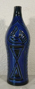 Jarra jarra de agua jarra de jugo jarra de flores jarra de cerámica cerámica azul negro relieve - Imagen 1 de 12