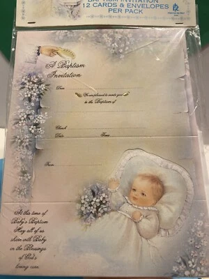 Pack de 12 invitaciones y sobres de bautizo Foto 1 de 4