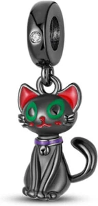 Black Cat Charm Kitten Pet Love Mum Baby Lover Genuine Sterling Silver 925 - Picture 1 of 1