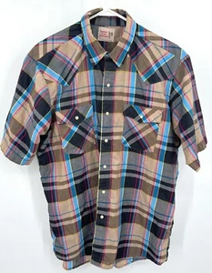 Vtg. Men’s Saddle King Western Pearl Snap Button Up Short Sleeve Sz L - Picture 1 of 4