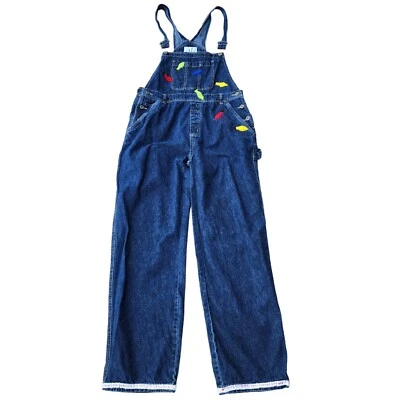 Vintage Highway Sport  Size Large Christmas Jean Denim Bib Overalls 100% Cotton - Image 1 of 4