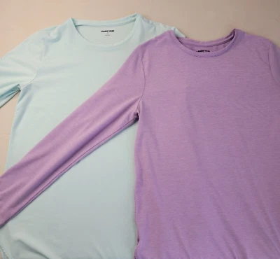 Lands' End T-shirt Bundle of Two Long Sleeve Pullover Purple Blue Striped S - Image 1 of 4