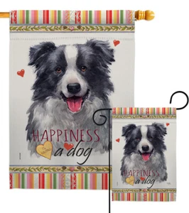Border Collie Happiness Garden Flag Animals Dog Decorative Yard House Banner - Picture 1 of 13