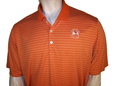 Pebble Beach Links Collection XL Orange Striped Poly Golf/Polo Shirt - Image 1 of 4