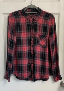 Rails Women’s Hunter Flannel Blouse Size Medium Scarlet Graphite White Western - Picture 1 of 8