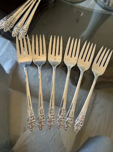 6 Oneida Community Evening Star Salad Forks Silverplate 1950 6 3/4" 2 Sets - Picture 1 of 15