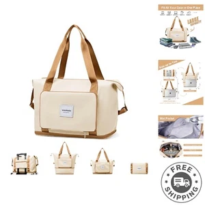 Stylish Expandable Travel Bag - Foldable Duffel & Overnight Carry-On for Women - Picture 1 of 7