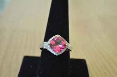 5.25ct Pure Pink Mystic Topaz /Zircon Ring Platinum over Fine Silver Size 9 - Image 1 of 4